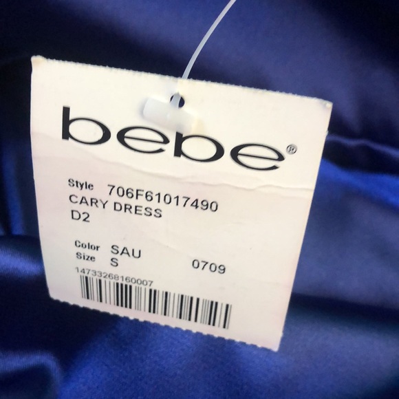 Bebe Blue Summer Halter Cary Mini Silk Ruffled Cocktail Dress Small - Picture 9 of 17